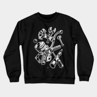 Machine parts and tools illustration part 1 - engine Crewneck Sweatshirt